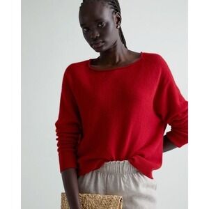 Quince 100% Mongolian Cashmere Boatneck Sweater Varsity Red S NWOT